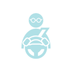 老眼の運転手のシルエット