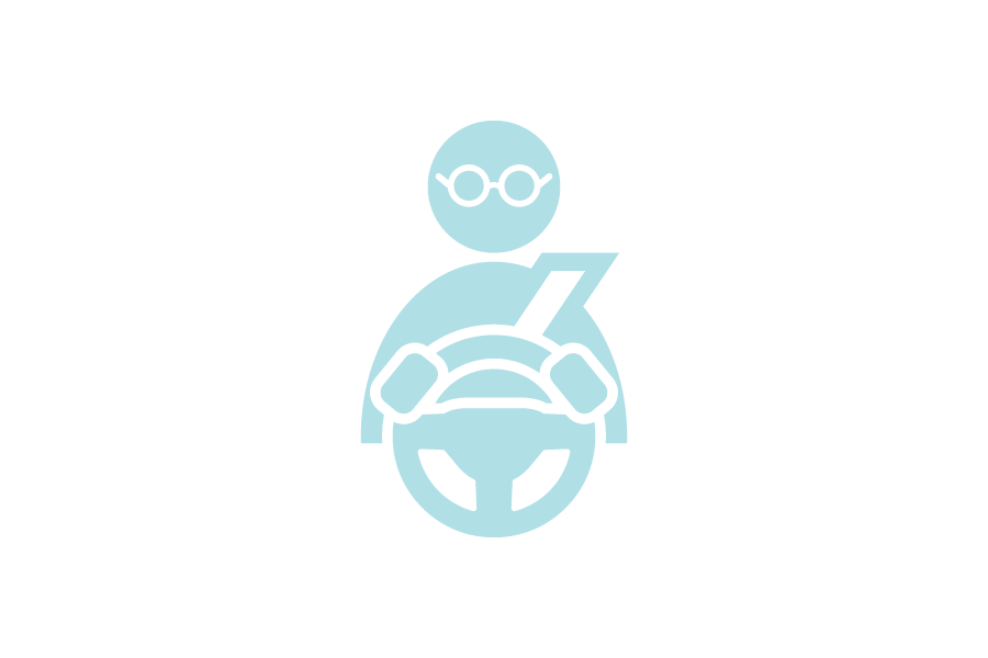 老眼の運転手のシルエット