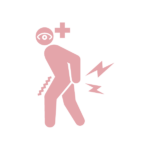 腰痛とドライアイに悩むシルエット