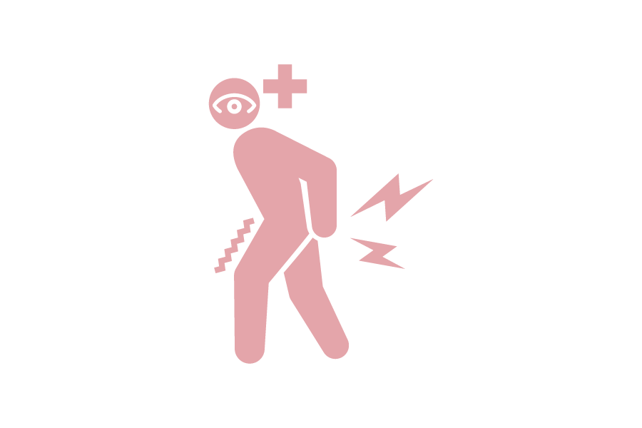 腰痛とドライアイに悩むシルエット