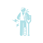 骨折して腰痛と肩痛のシルエット