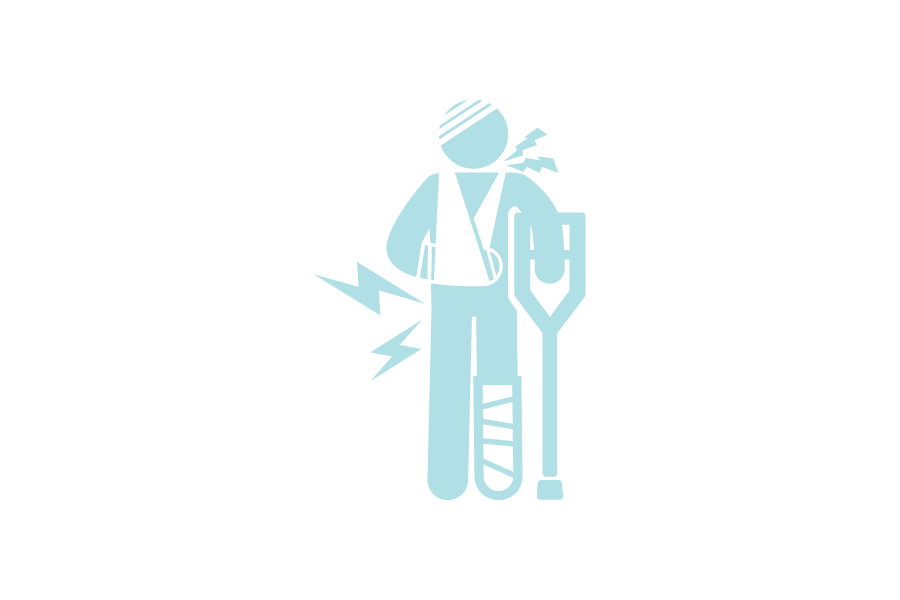 骨折して腰痛と肩痛のシルエット