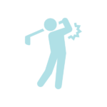 ゴルフで肘を痛めたシルエット