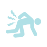 腰部ヘルニアで倒れるシルエット