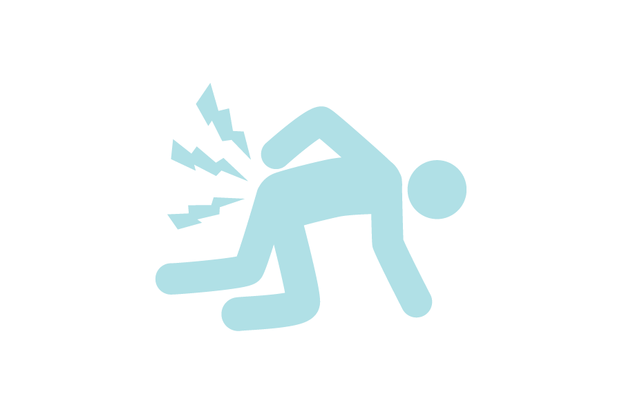 腰部ヘルニアで倒れるシルエット