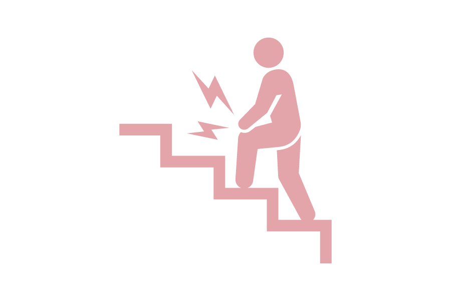 膝痛で階段が辛いシルエット