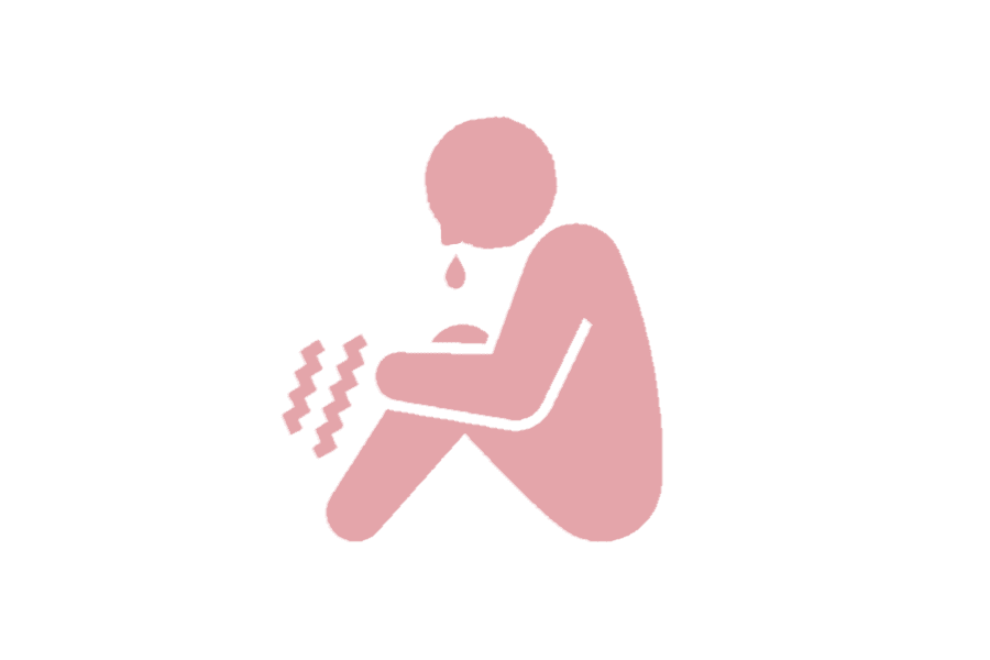 鼻水と手足の痒みのシルエット